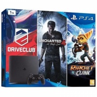 PS4 Konzole 1TB Slim FAMILY Pack (UC4,DC,R&C)